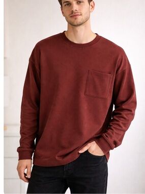 STYLUS Rusty Brown Crewneck Top Pocket Sweatshirt XL NWOT